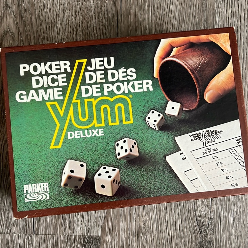 VINTAGE PARKER BROTHERS Poker Dice Game YUM deluxe ages 7+ made in Canada 1970’s